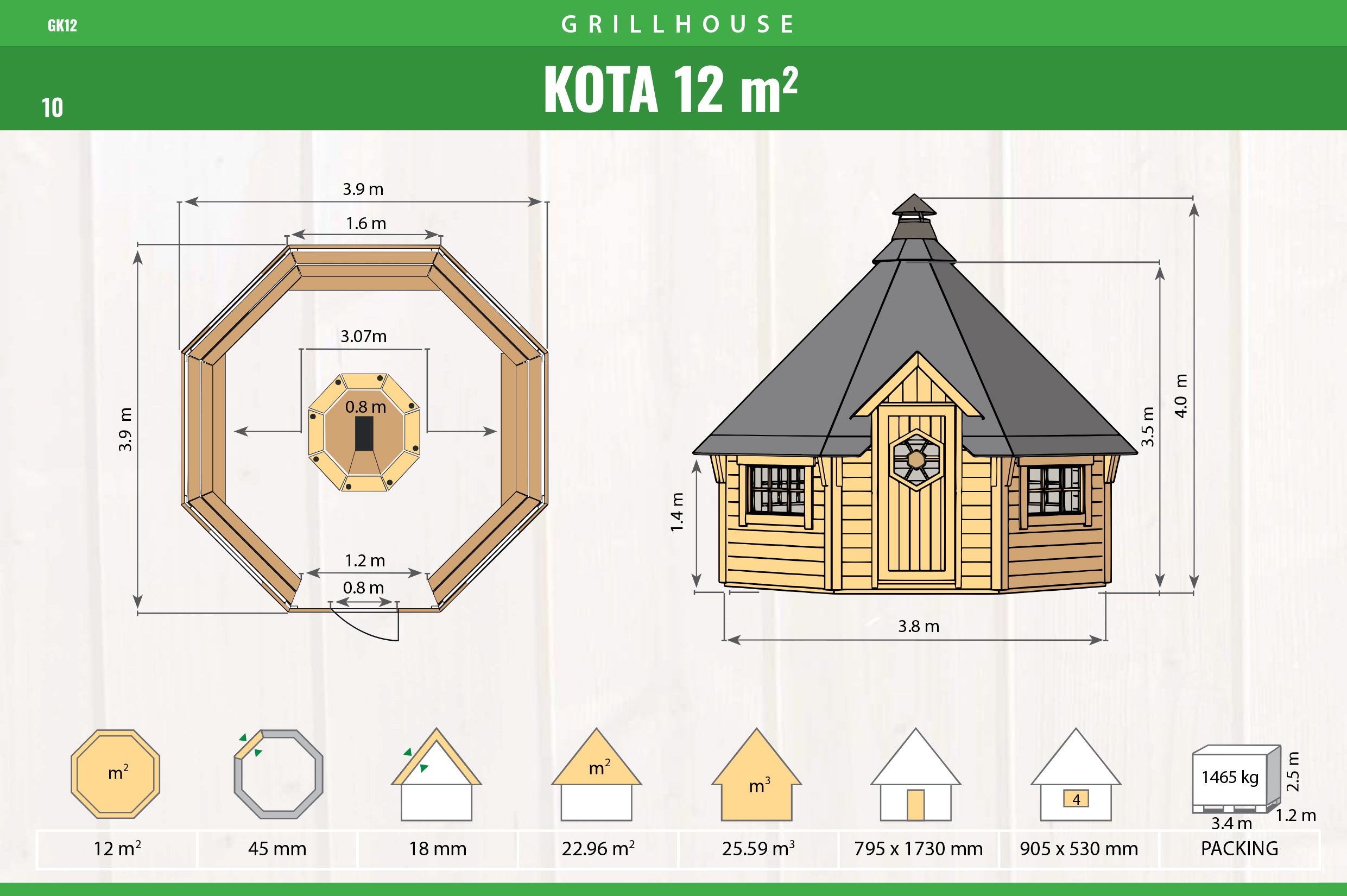 Premium Grillhütte / Grillkota 12 m² aus Holz inkl. Transport – Bild 3