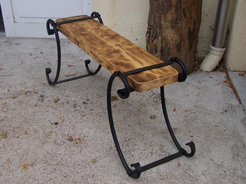 Geschmiedete Sitzbank aus Eisen und Holz – Bild 2