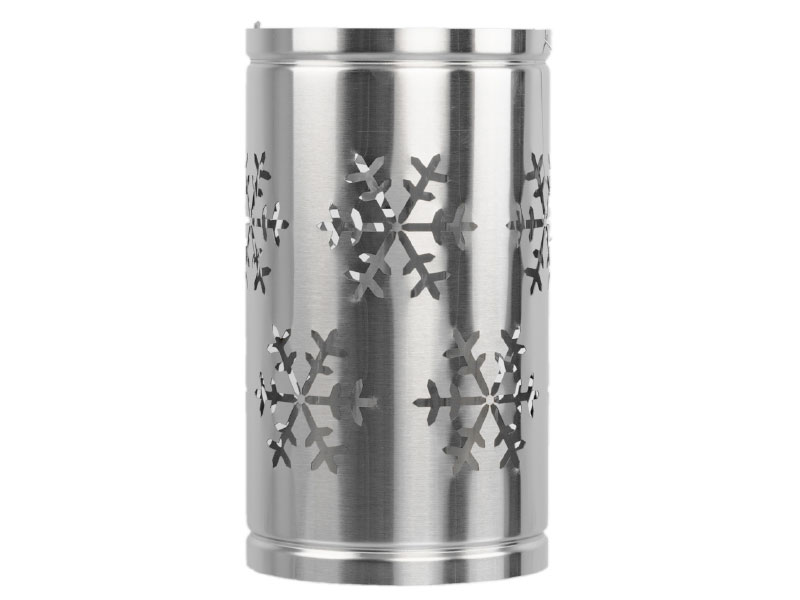 Laterne - Edelstahl mit Eiskristall / Schneeflocke Motiv