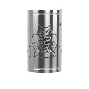 Laterne -  Edelstahl mit Eule, Mond und Sterne Motiv