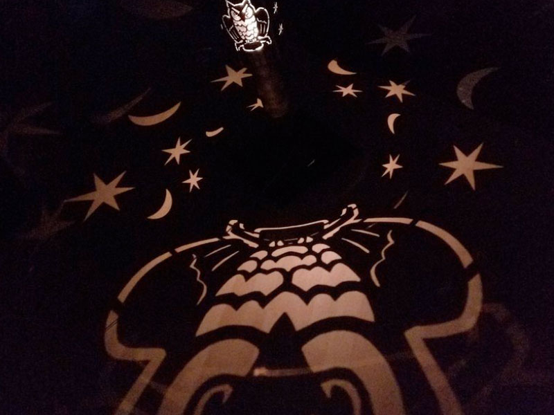 Laterne - Edelstahl mit Eule, Mond und Sterne Motiv – Bild 3