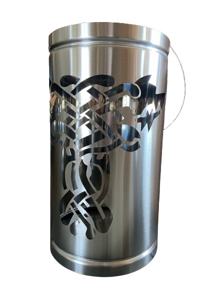 Laterne - Edelstahl mit Wolf Motiv – Bild 2