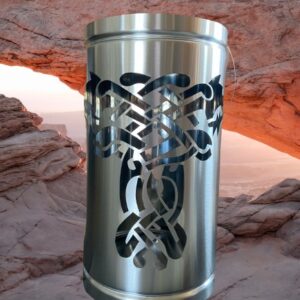 Laterne - Edelstahl mit Wolf Motiv