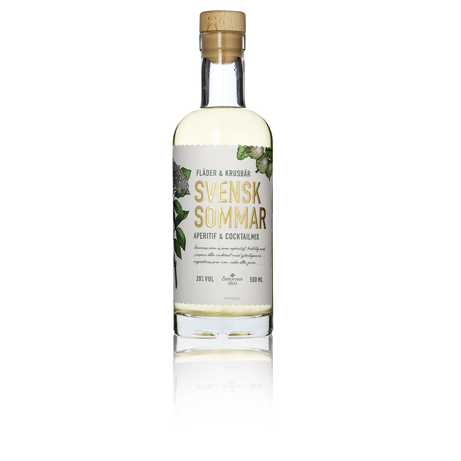 Saturnus Svensk Sommar Holunderblüte & Stachelbeere 20% vol., 500ml – Bild 2